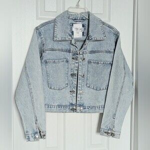NWT Ronny Kobo Womens Indigo Wash Glitter/Sparkle Jean/Denim Jacket